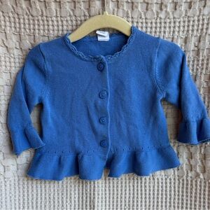 Janie and Jack Blue Peplum Cotton Cardigan